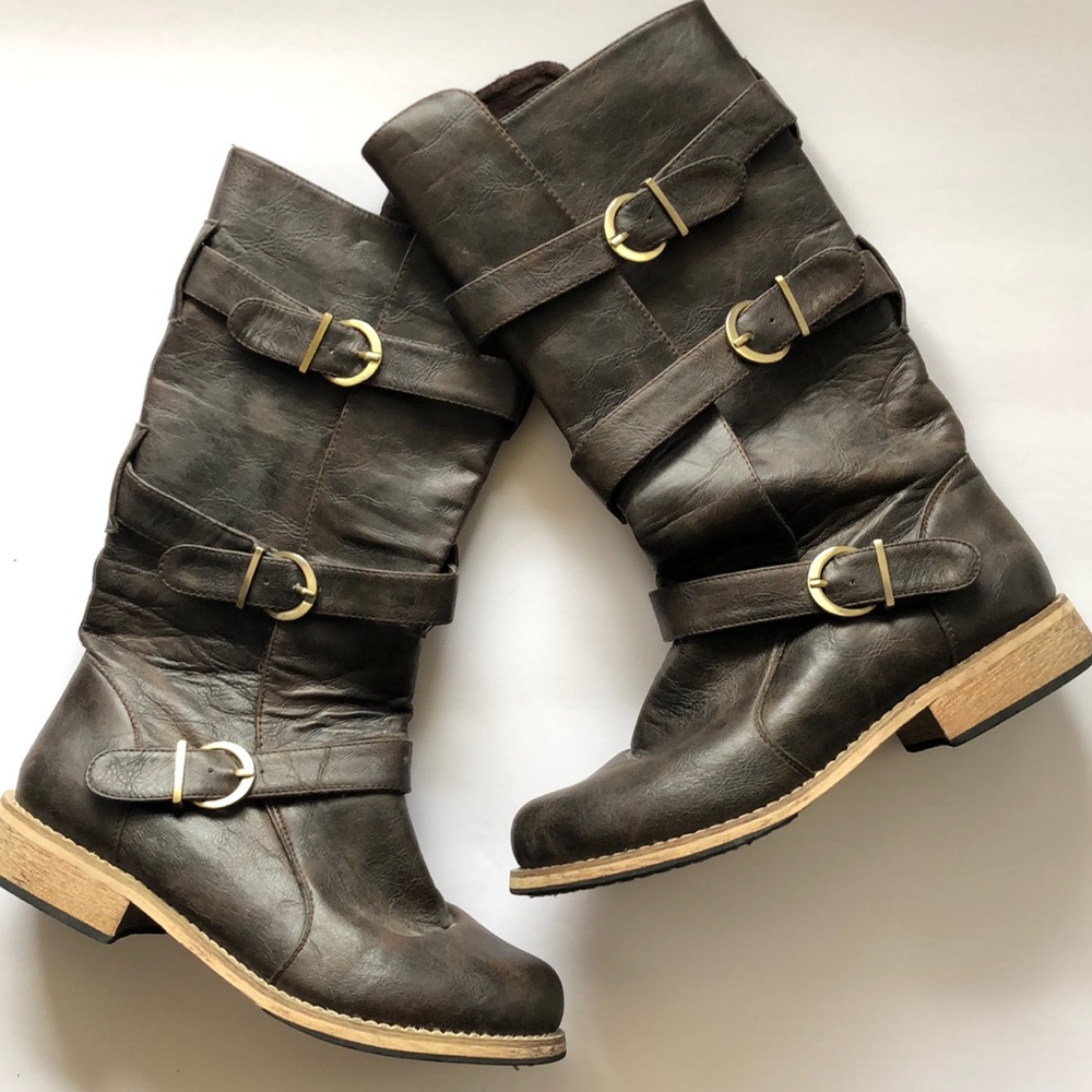 Brown Buckle Boots